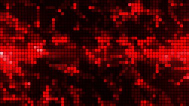 Red mosaic background in technology concept. Abstract red LED squares. Technology digital square red color background. Red pixel grid background. Vector background.