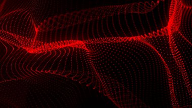 Gelecekçi parçacık dalgası. Soyut teknoloji geçmişi. Büyük veri görselleştirmesi. Vektör illüstrasyonu.