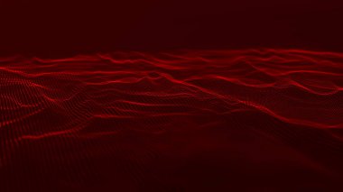 Gelecekçi parçacık dalgası. Soyut teknoloji geçmişi. Büyük veri görselleştirmesi. Vektör illüstrasyonu.