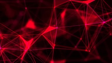 Noktaları ve çizgileri hareket ettiren soyut dijital bağlantı. Teknoloji geçmişi. Ağ bağlantısı yapısı. Renkli çokgen boşluk. Pleksus etkisi. Vektör illüstrasyonu.