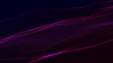 Gelecekçi parçacık dalgası. Soyut teknoloji geçmişi. Büyük veri görselleştirmesi. Vektör illüstrasyonu.