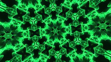 Soyut animasyon güzel çok renkli kaleydoskopik arka plan. Psikedelik renkli geometrik şekiller. Güzel çok renkli kaleydoskopik doku. 4K içinde eşsiz kaleydoskop tasarımı.