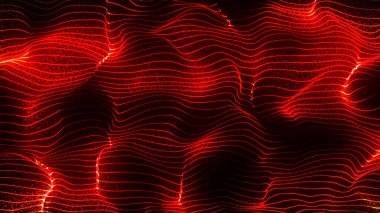 Gelecekçi parçacık dalgası. Soyut teknoloji geçmişi. Büyük veri görselleştirmesi. Vektör illüstrasyonu.