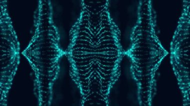 Dinamik dalgalı soyut bir arkaplan. Noktalı fütüristik dalga. Büyük veri konsepti. Soyut teknoloji geçmişi. 3 boyutlu görüntüleme. 4k animasyon.