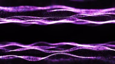 Teknoloji geçmişi. Soyut dijital parçacık dalgası. Fütüristik soyut dalgalar parlayan ızgaralar dinamik akışı eğriliyor. Ses dalgası görüntüsü. 3 boyutlu görüntüleme. 4k animasyon.