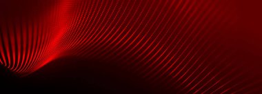 Dijital teknoloji geçmişi. Parlayan noktaların dinamik dalgası. Sunum tasarımı için fütüristik arka plan. Üç boyutlu geniş ekran. Vektör illüstrasyonu.