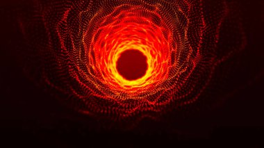 Dijital teknoloji tünelinde uçuş hareketi grafiği. Soyut dijital arkaplan. Veri akışı bilgisi. Teknoloji tüneli. 3B vektör illüstrasyonu