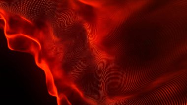 Parlayan noktaların dinamik dalgası. Sunum tasarımı için fütüristik arka plan. 3B Vektör illüstrasyonu