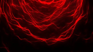 Parlayan noktaların dinamik dalgası. Sunum tasarımı için fütüristik arka plan. 3B Vektör illüstrasyonu