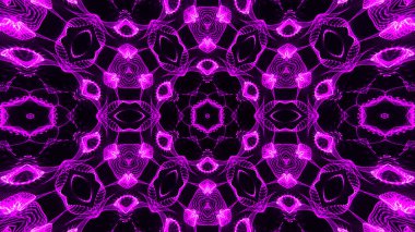 Soyut güzel çok renkli kaleydoskopik arkaplan. Psikedelik mor geometrik şekiller. Güzel çok renkli kaleydoskopik doku. Eşsiz kaleydoskop tasarımı. Vektör illüstrasyonu.