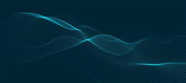 Soyut dijital parçacık dalgası. Teknoloji geçmişi. Gelecekçi nokta dalgası. Ağ bağlantısı yapısı. Sunum tasarım arka planı. Teknoloji ya da bilim afişi. Vektör illüstrasyonu.