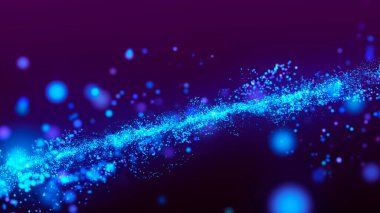 Soyut renkli parçacık dalgası. Gelecekçi nokta dalgası. Parlak, renkli parçacık sıçramaları. Tatil geçmişi. 3B vektör.
