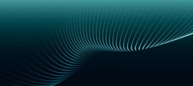 Soyut dijital parçacık dalgası. Teknoloji geçmişi. Gelecekçi nokta dalgası. Sunum tasarım arka planı. Teknoloji ya da bilim afişi. Vektör illüstrasyonu.