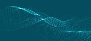 Soyut dijital parçacık dalgası. Teknoloji geçmişi. Gelecekçi nokta dalgası. Ağ bağlantısı yapısı. Sunum tasarım arka planı. Teknoloji ya da bilim afişi. Vektör illüstrasyonu.