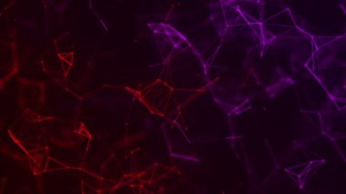 Noktaları ve çizgileri hareket ettiren soyut dijital bağlantı. Teknoloji geçmişi. Ağ bağlantısı yapısı. Karanlık arka plan. Dijital arka plan. Renkli çokgen boşluk. 3B görüntüleme.