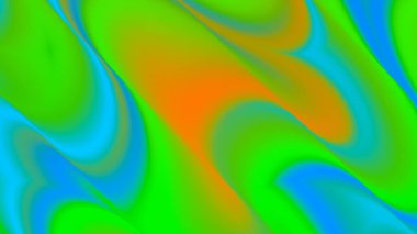 Soyut renkli neon gradyan arkaplan. Dinamik 3 boyutlu arka plan, pürüzsüz soyut şekiller, parlak yeşil ve turuncu gradyanlar, yumuşak ışıklandırma. Çok renkli bulanık geçiş dönemi. Pankart, poster, kapak, broşür, sunum için
