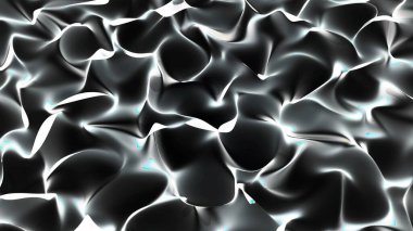 Gelecekçi siyah beyaz partikül dalgası. Soyut teknoloji geçmişi. Büyük veri görselleştirmesi. Vektör illüstrasyonu.