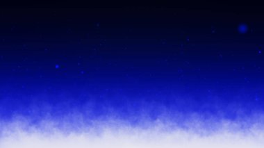 Mavi dumanın gerçekçi arka planı, sis, buhar, buhar bulutu yukarıya doğru uçan parçacıklar. Mavi duman, ışık arka planında uzayda yavaşça süzülür. Vektör illüstrasyonu.