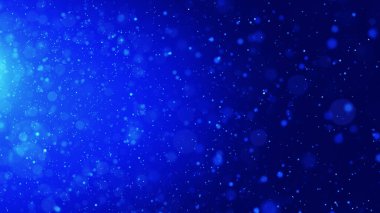 Yatay olarak uçan parlak parçacıkların renkli arkaplanı. Dinamik parçacıklar uzayda kaotik bir şekilde yüzerler. Parıldayan parçacıklar. Havada gerçek renkli parçacıklar var. 3B görüntüleme