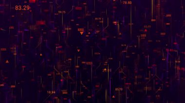 İletişim ağı konsepti. Dijital dönüşüm. Mühendislik, teknoloji simgeleriyle kodlama, numaralar ve ikili kod, büyük veriler. Veri akışı bilgisi. Dijital iletişim konsepti. 4k animasyon.