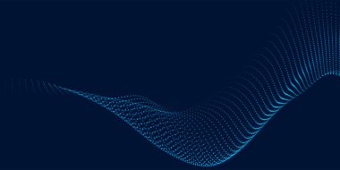 Dinamik renkli dalgalı soyut bir arkaplan. Parlak parçacıkların gelecekteki noktalı dalgaları. Sunum tasarımı için renkli arkaplan. Geniş format vektör illüstrasyonu. Pleksus etkisi.