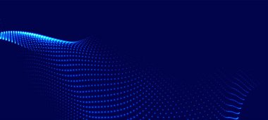 Dinamik renk dalgalı soyut bir arkaplan. Parlak parçacıkların gelecekteki noktalı dalgaları. Sunum tasarımı için renkli arkaplan. Geniş format vektör illüstrasyonu. Örgü efekti.