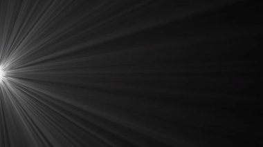 Parlak animasyon beyaz ışık ışınları koyu arkaplanda izole edilmiş. Sahnedeki parlak spot ışığı, hareket eden ışınları siyah arka planda izole ediyor. 4k animasyon.