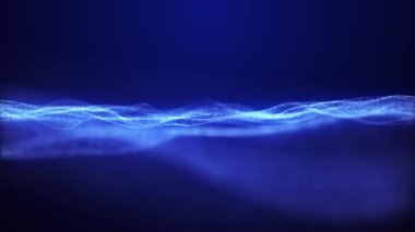 Dinamik renk dalgalı soyut bir arkaplan. Parlak parçacıkların gelecekteki nokta dalgası. Sunum tasarımı için renkli animasyon arkaplanı. 4K canlandırması