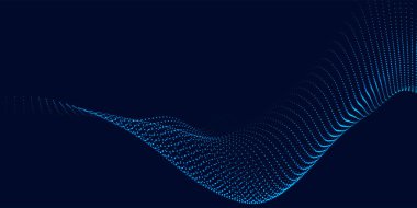 Dinamik renk dalgalı soyut bir arkaplan. Parlak parçacıkların gelecekteki noktalı dalgaları. Sunum tasarımı için renkli arkaplan. Geniş format 3D illüstrasyon. Örgü efekti.