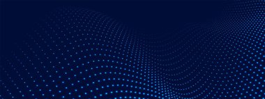 Dinamik renk dalgalı soyut bir arkaplan. Parlak parçacıkların gelecekteki noktalı dalgaları. Sunum tasarımı için renkli arkaplan. Geniş format 3D illüstrasyon. Örgü efekti.