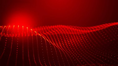 Dinamik renk dalgalı soyut bir arkaplan. Parlak parçacıkların gelecekteki noktalı dalgaları. Sunum tasarımı için renkli arkaplan. Dokuma efekti. Geniş biçim vektör illüstrasyonu.