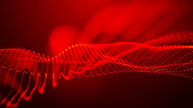 Dinamik ve büyüleyici kırmızı dalga desenleri, ışık, enerji ve sanatsal ifade, enerji ve yenilik hissi uyandırıyor. Geniş biçim vektör illüstrasyonu.