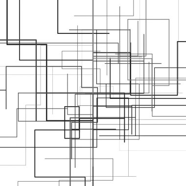 Beyaz arka planda siyah çizgiler. Soyut siyah ve beyaz kare çizgiler. Soyut trafik düzeni. Vektör grafik illüstrasyonu
