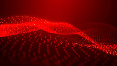 Dinamik ve büyüleyici kırmızı dalga desenleri, ışık, enerji ve sanatsal ifade, enerji ve yenilik hissi uyandırıyor. Geniş biçim vektör illüstrasyonu.