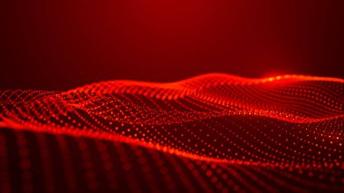 Dinamik ve büyüleyici kırmızı dalga desenleri, ışık, enerji ve sanatsal ifade, enerji ve yenilik hissi uyandırıyor. Geniş biçim vektör illüstrasyonu.