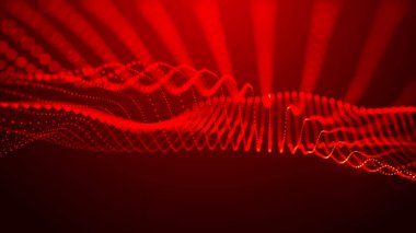 Dinamik ve büyüleyici kırmızı dalga desenleri, ışık, enerji ve sanatsal ifade, enerji ve yenilik hissi uyandırıyor. Geniş biçim vektör illüstrasyonu.