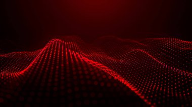 Karanlık bir arka planda hareket eden dalgaların illüzyonunu yaratan soyut renkli, ışıldayan noktaların dalgası. Görselleştirme, teknolojiyi, geleceğin sanatını birleştiren 3D dinamik bir vektör dalgasına benziyor.