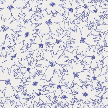 Açık gri arka planda, çok güzel, pürüzsüz bir desen. Ev ve yatak odası dekorasyonu için ideal. Çiçek tarzında kadın kıyafetleri. Mor ve mor desenli dekoratif çiçek deseni