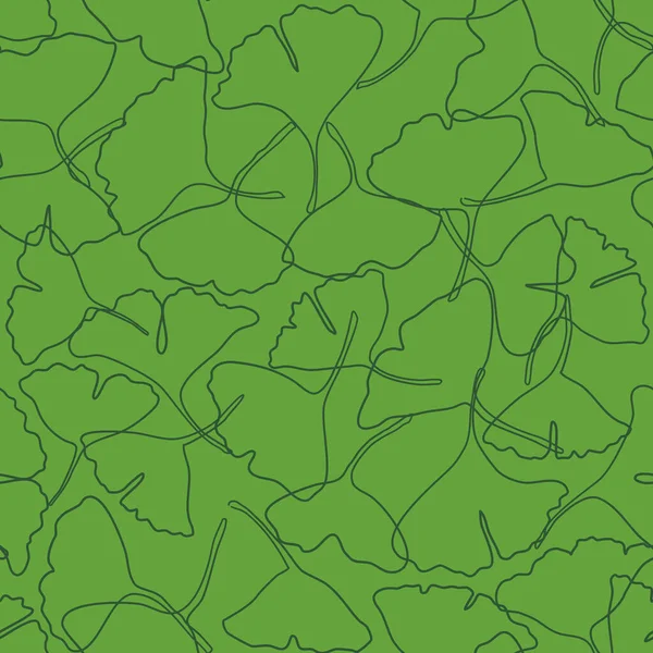 Векторный Бесшовный Рисунок Зелеными Листьями Гинкго Упал Абстрактный Осенний Лист — стоковый вектор