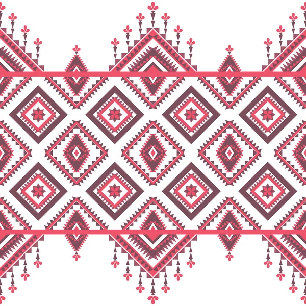 Padrão Étnico Geométrico Com Triângulo Quadrado Diagonal Design Ornamento Abstrato — Vetor de Stock