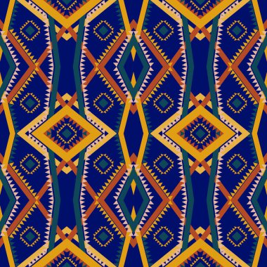 Geometrik etnik kalıp kare üçgen köşeli süs tasarımı kumaş baskı, el işi, nakış, halı, perde, batik, duvar kağıdı ambalajı, vektör çizimi