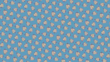 Animasyon El Çizilmiş Kalp Elementleri Deseni