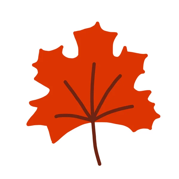 Χειροποίητη Διανυσματική Απεικόνιση Στυλ Μονού Κόκκινου Φθινοπωρινού Φύλλου Σφενδάμου Σύμβολο — Διανυσματικό Αρχείο