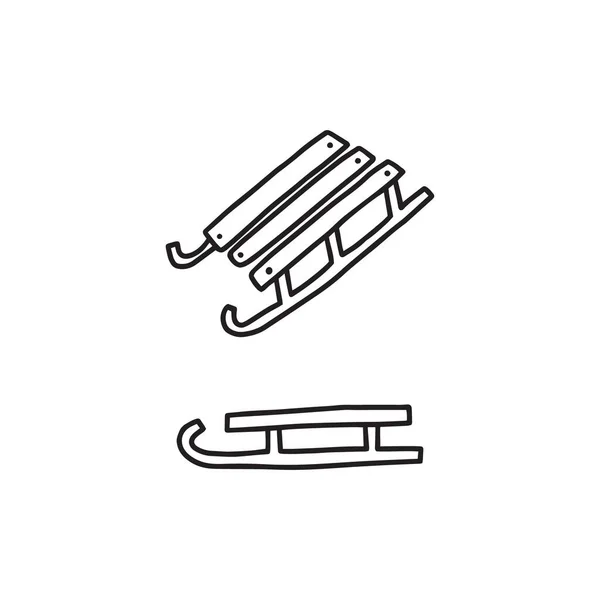 Disegnato Mano Doodle Schizzo Stile Vettore Illustrazione Set Slitta Bambino — Vettoriale Stock