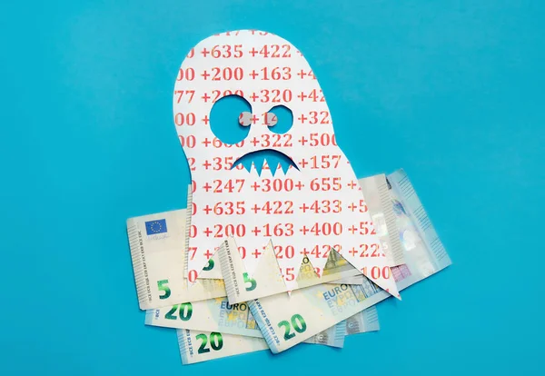 Conceptual Image Euribor Scary Monster Floating Euro Money Bank Notes — Stock Photo, Image