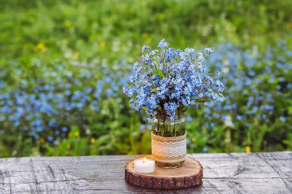 Ramo Flores Silvestres Flor Azul Myosotis También Conocido Como Forget Fotos de stock