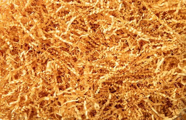 Yellow Color Shredded Paper Gift Box Filler Background Flat Lay Stock Picture