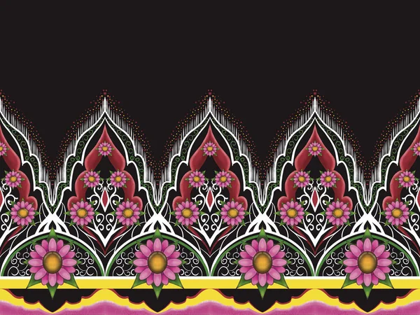 Pintura Tradicional Mexicano Floral Sem Costura Padrão Ornamento Étnico Colorido — Fotografia de Stock