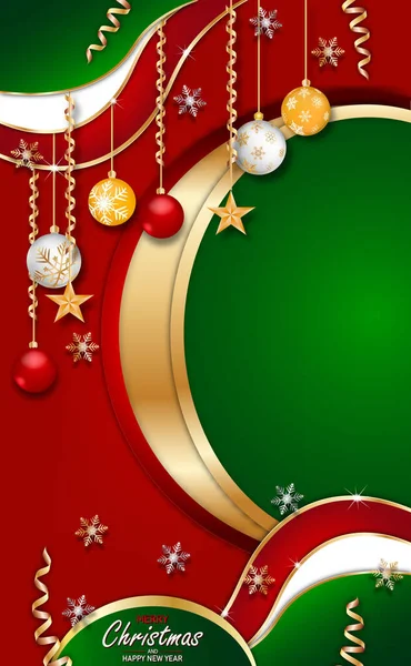 メリークリスマスとハッピー新年の場所のためにテキストのクリスマスボールのベクトルイラスト — ストックベクタ