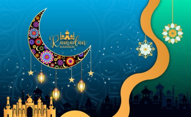 2023 Bayram Mübarek tebrik kartı illüstrasyonu, ramazan kareem vektörü afiş ve arkaplan için İslam festivali aranıyor